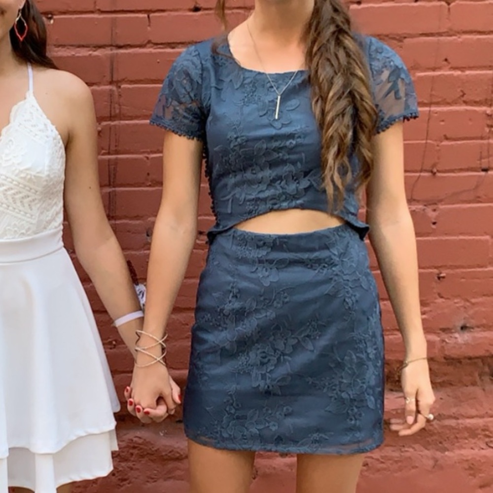 Blue Lace Two-Piece Dress